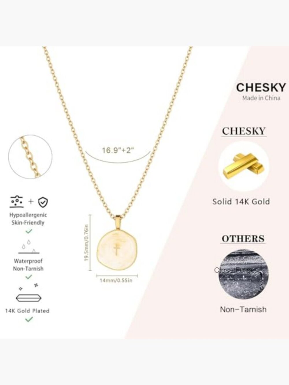Dainty 14K Gold Plated Cross Pendant Necklace Cute Charm Choker Religious - Picture 5 of 7